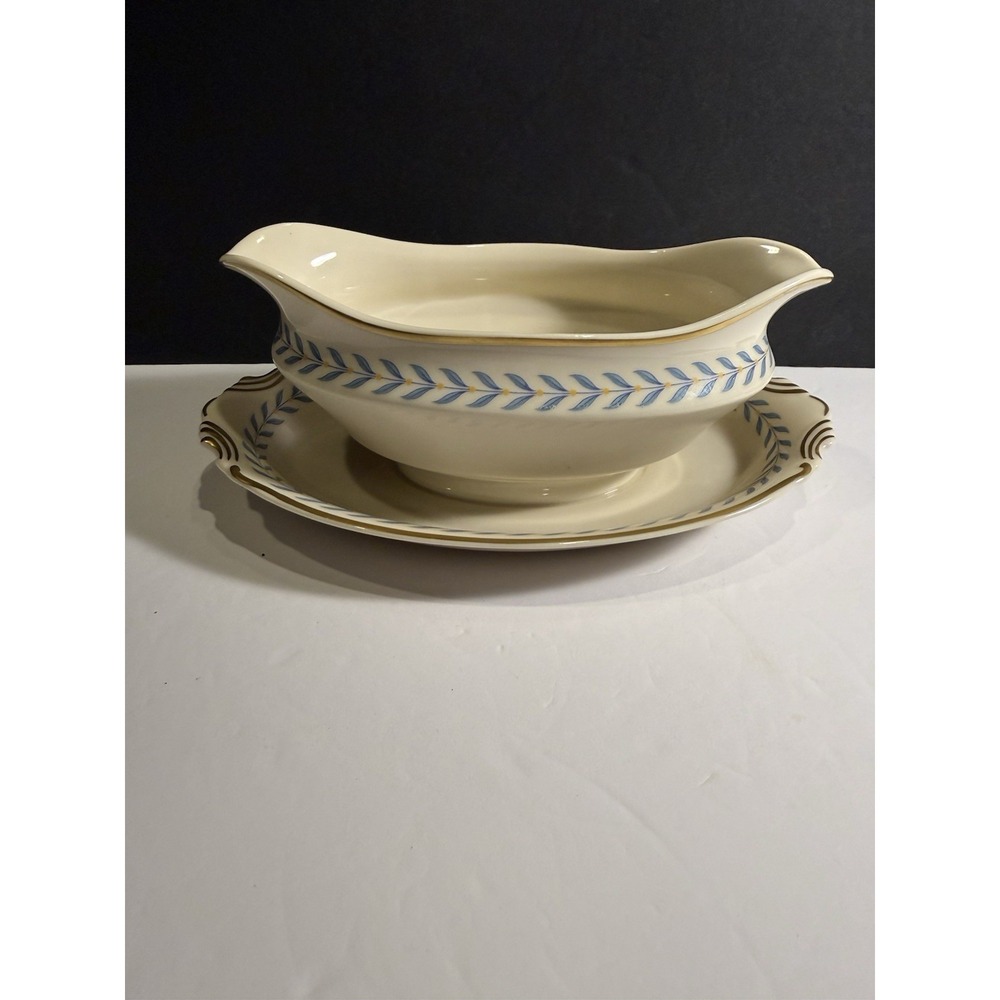 Vintage Syracuse China Old Ivory Gravy Boat Sherwood Blue Laurel